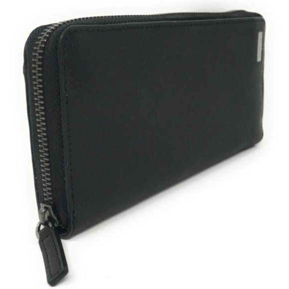 Mens Andy Black Saffiano Leather Tech Zip Around - Picture 1 of 7
